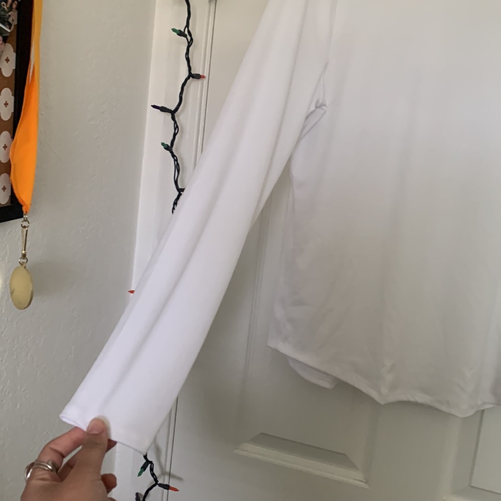 White Ribbed Long Sleeve Top - Picture 2 of 6